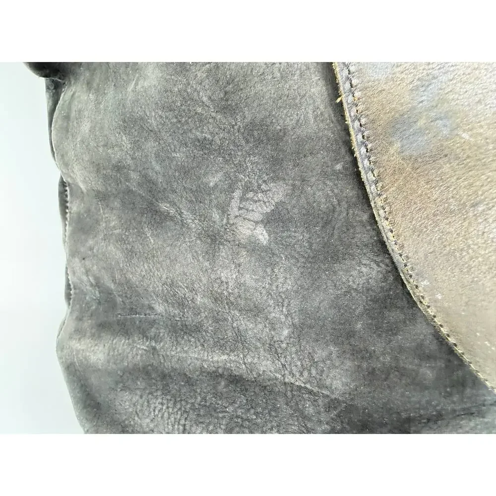 Casa De Polo Women's Gray Distressed Shoulder Tote Bag Large Zip Top